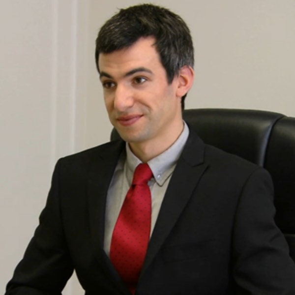 Scene from Nathan For You, showing Nathan Fielder in a job interview
